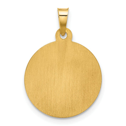 14K with White Rhodium Polished and Satin Hollow St. Jude Thaddeus Medal Round Charm