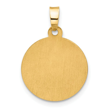 14K Polished and Satin Hollow St. Michael Medal Round Pendant
