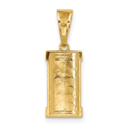 14k with White Rhodium Polished Mezuzah with Shin Pendant