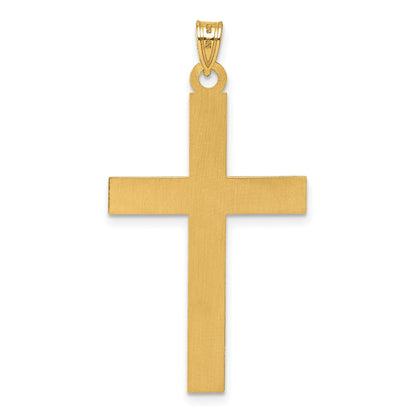 14k Laser Etched Cross Charm