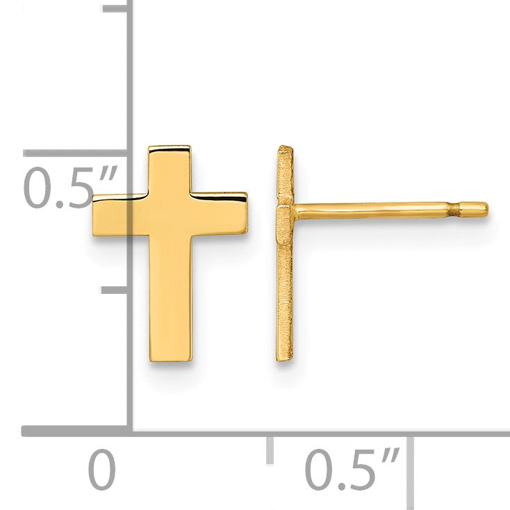 14k Polished Cross Post Earrings
