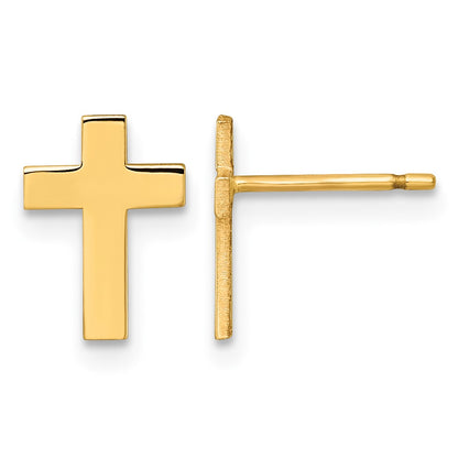 14k Polished Cross Post Earrings