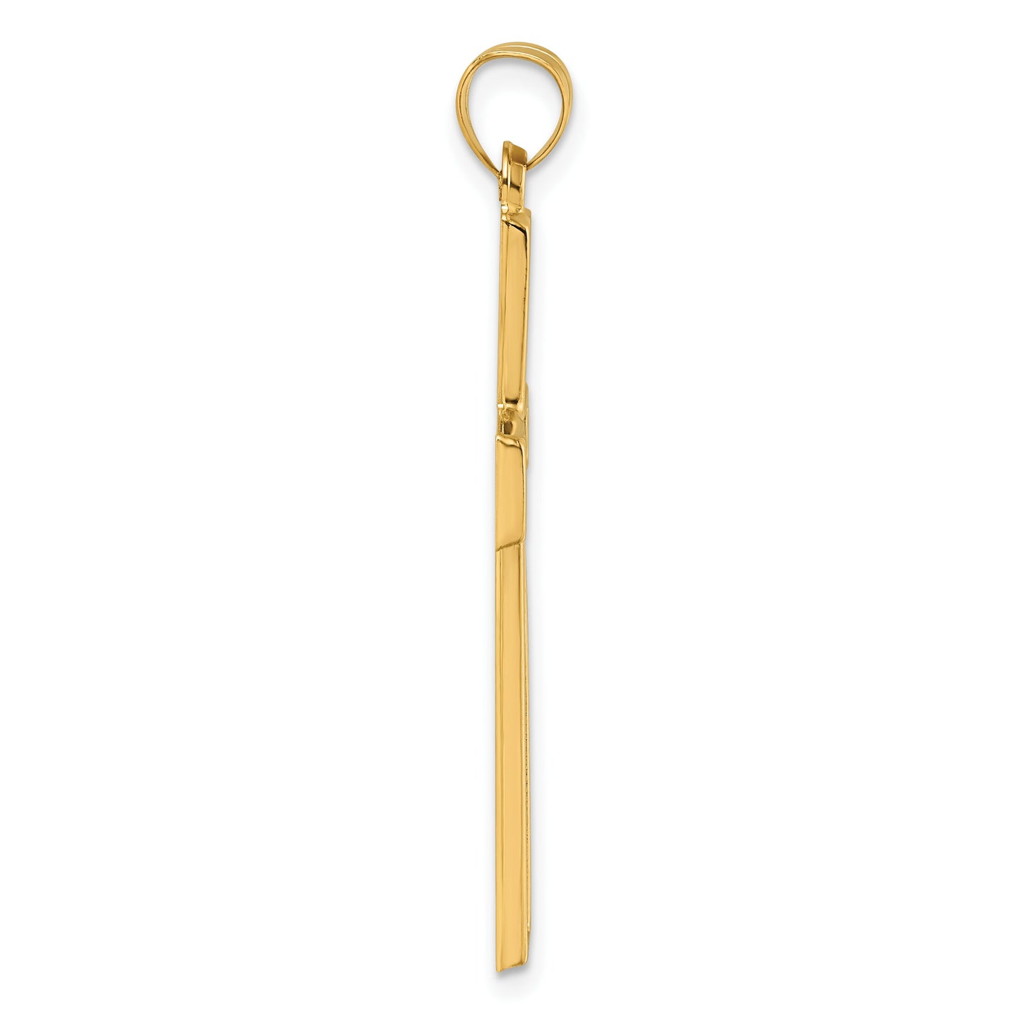 14k with White Rhodium Polished Latin Cross Pendant