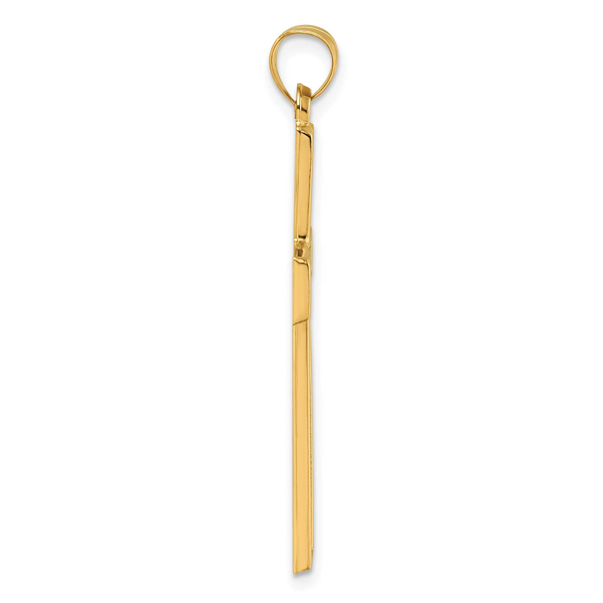 14k with White Rhodium Polished Latin Cross Pendant