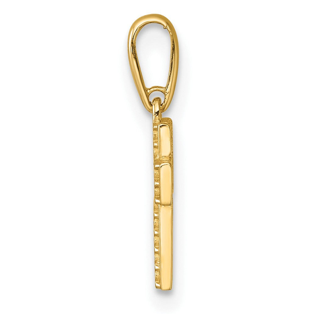 14k Polished Pave CZ Latin Cross Charm / Pendant