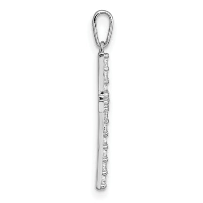 14k White Gold Polished CZ Latin Cross Pendant