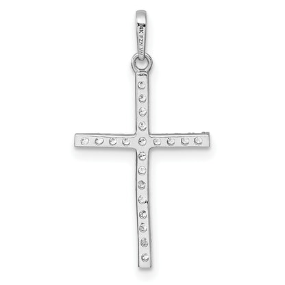 14k White Gold Polished CZ Latin Cross Pendant