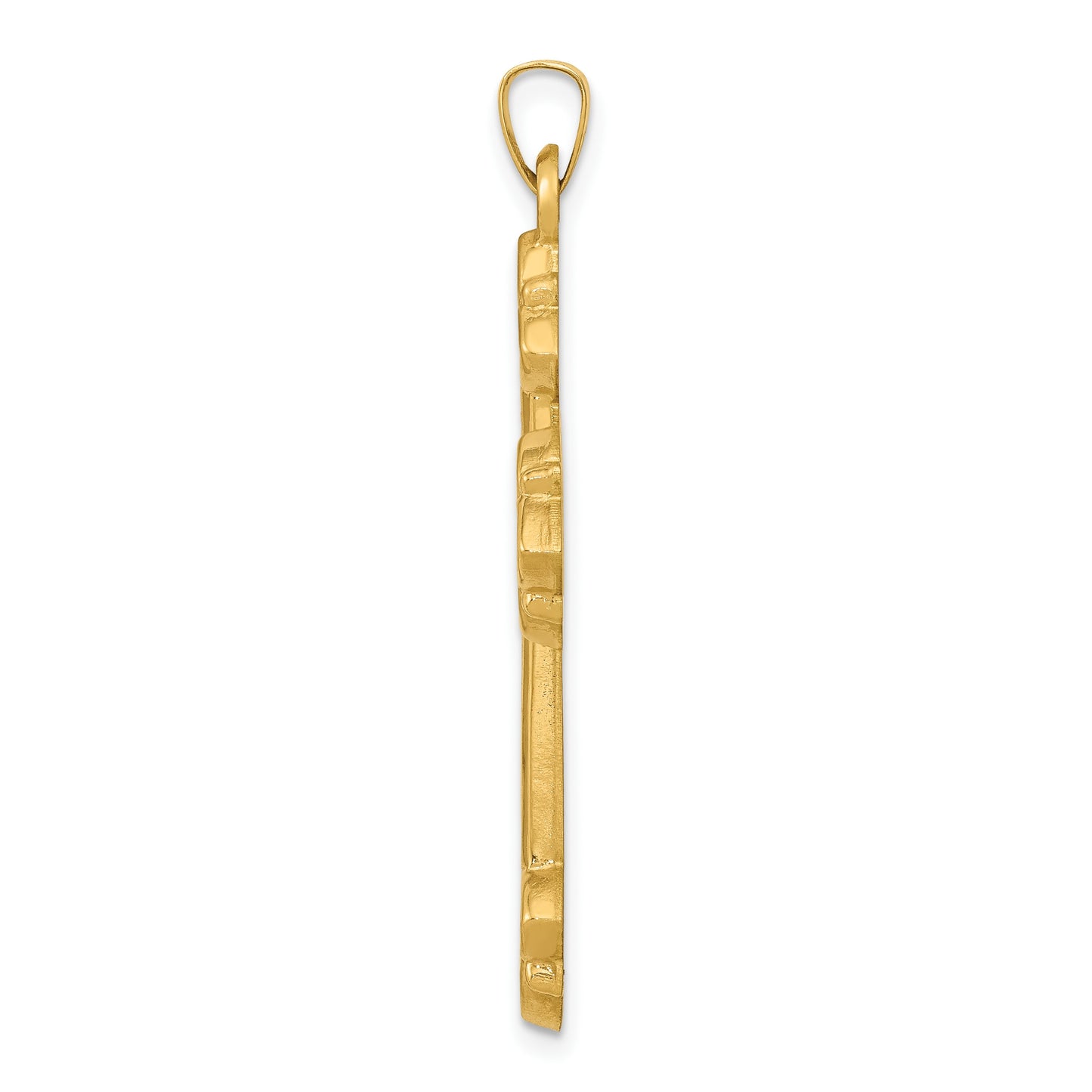 14k Hollow Fleur de Lis Cross Pendant
