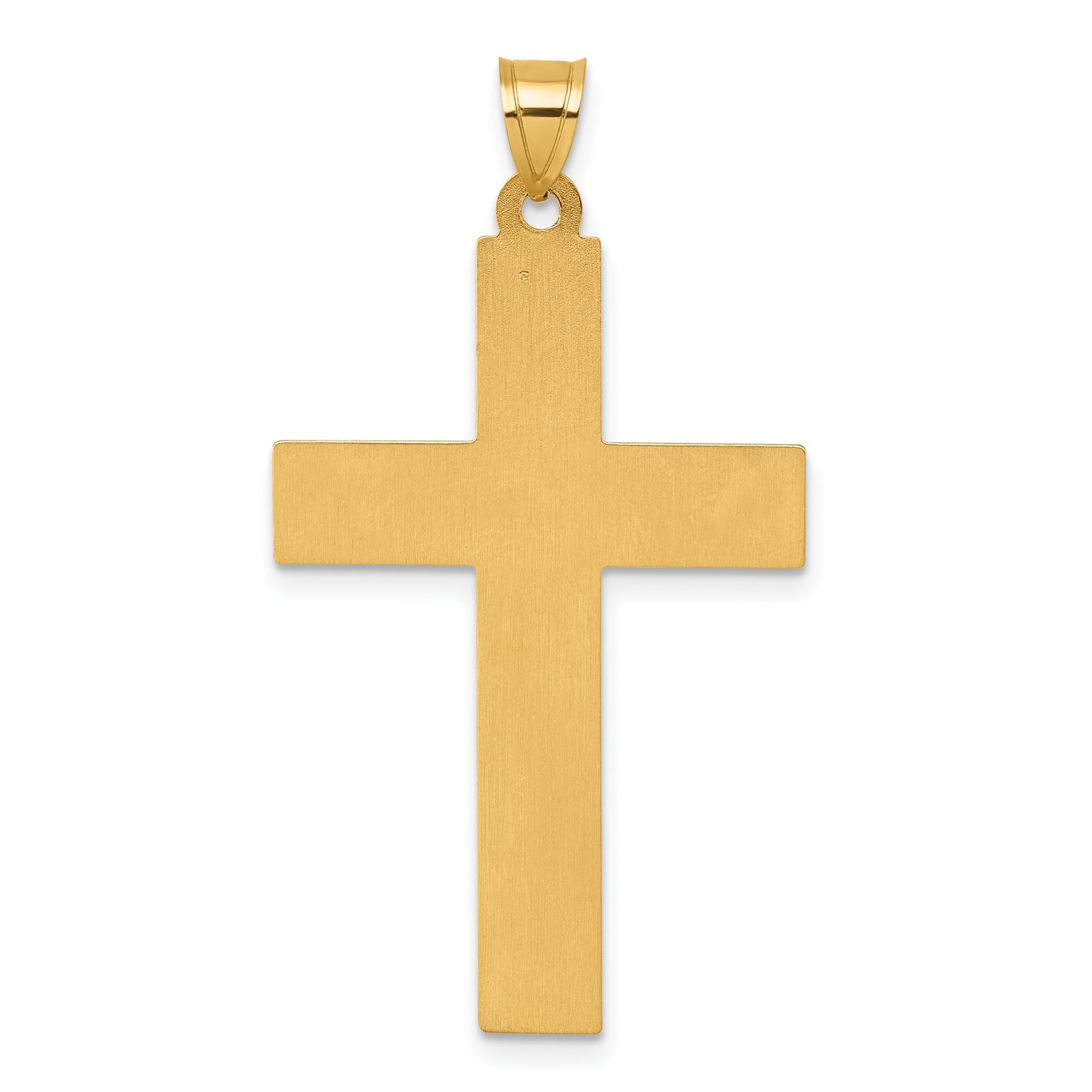 14k with White Rhodium Polished INRI Crucifix Cross Pendant