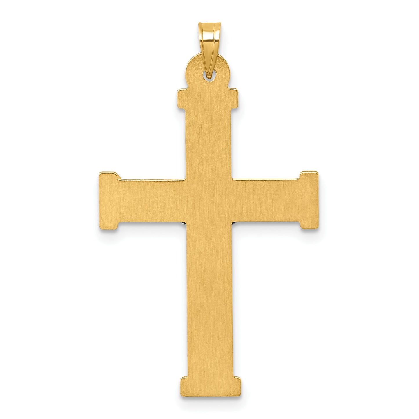 14k with White Rhodium Polished and Textured INRI Crucifix Cross Pendant