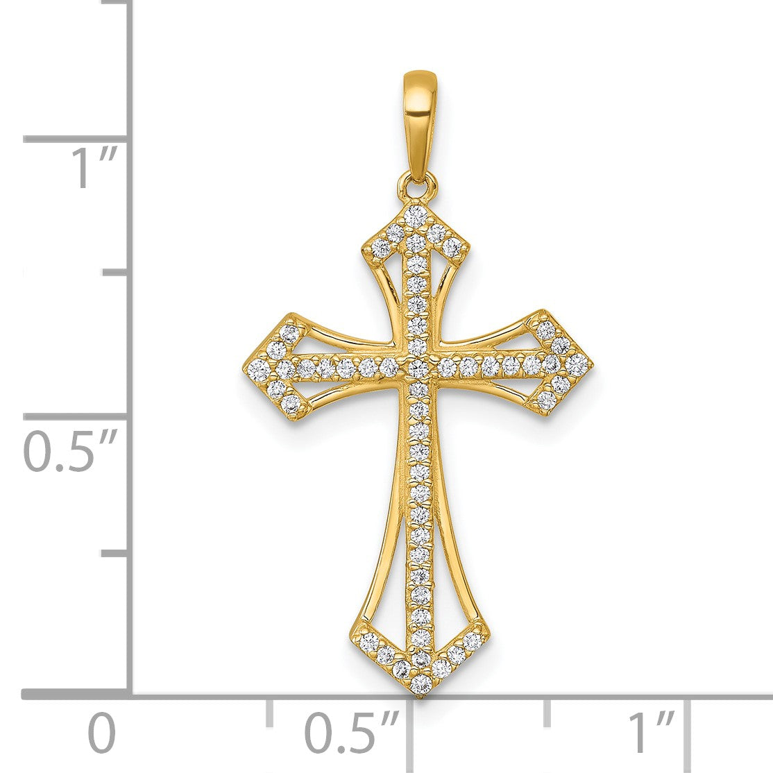14k Polished Fancy CZ Passion Cross Pendant