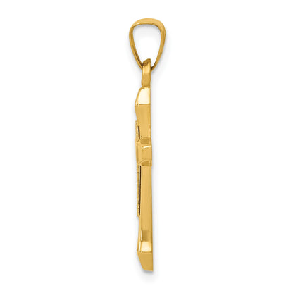 14k and White Rhodium Hollow Cross Pendant