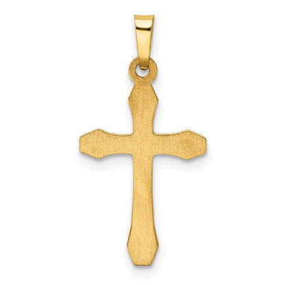 14k and White Rhodium Hollow Cross Pendant