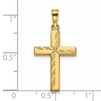 14k Diamond-cut Hollow Cross Pendant