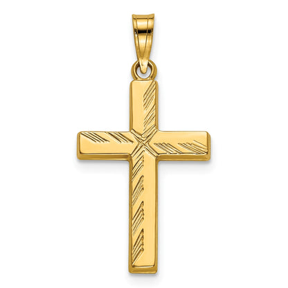 14k Diamond-cut Hollow Cross Pendant