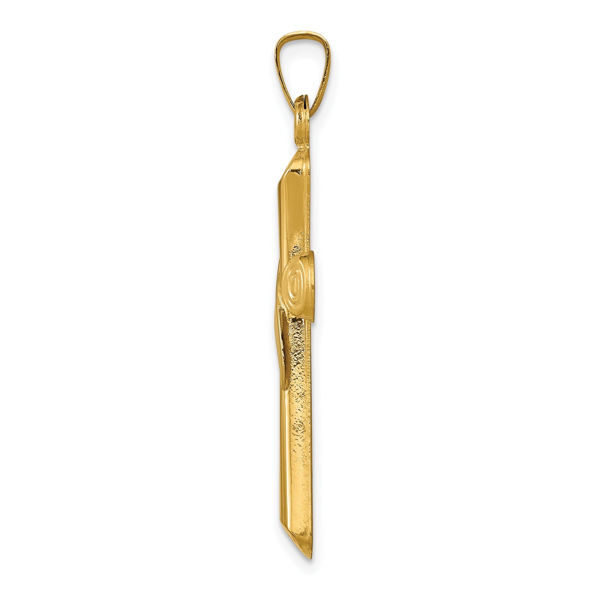 14K Two-Tone Hollow Cross with Drape Pendant