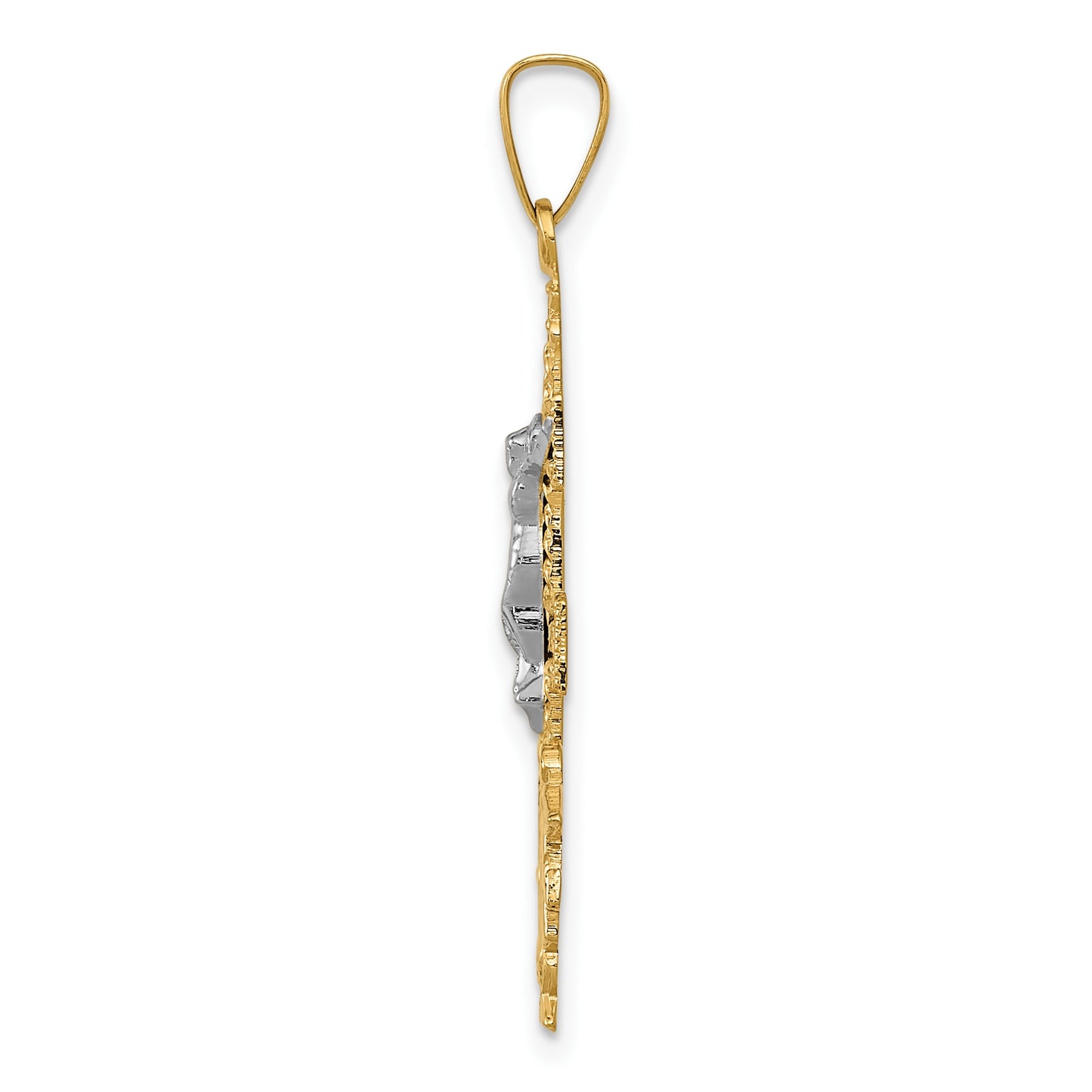 14k Two-tone Cara Vaca Crucifix Pendant