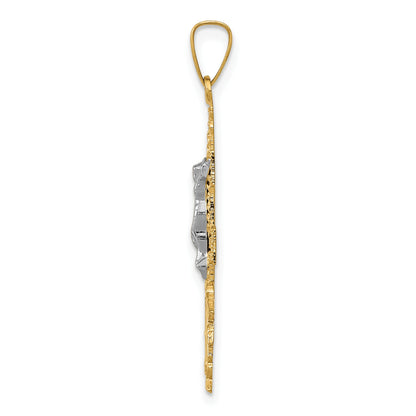 14k Two-tone Cara Vaca Crucifix Pendant