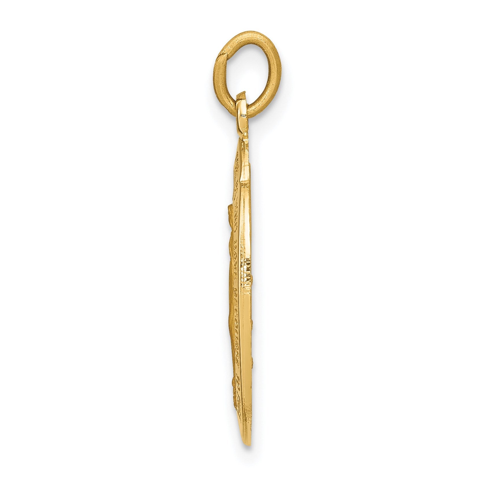 14k Polished and Satin Solid Miraculous Medal Oval Pendant