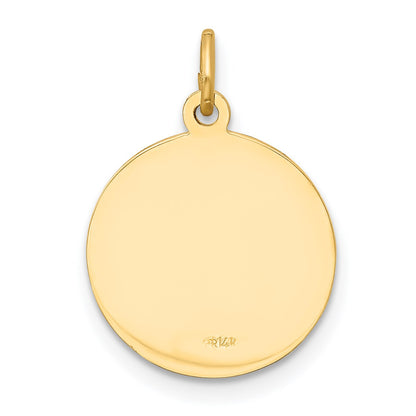 14k Polished and Satin Solid Our Lady of Loreto Medal Round Charm