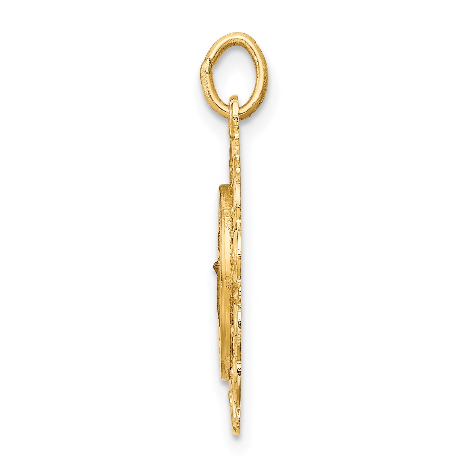 14k Polished and Satin Solid Infant of Prague Medal Scalloped Edge Round Charm