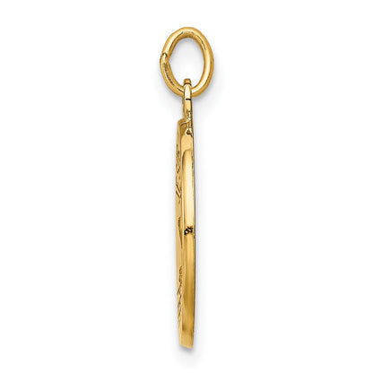 14k Polished and Satin Solid Jesus, Mary, Joseph Medal Round Charm