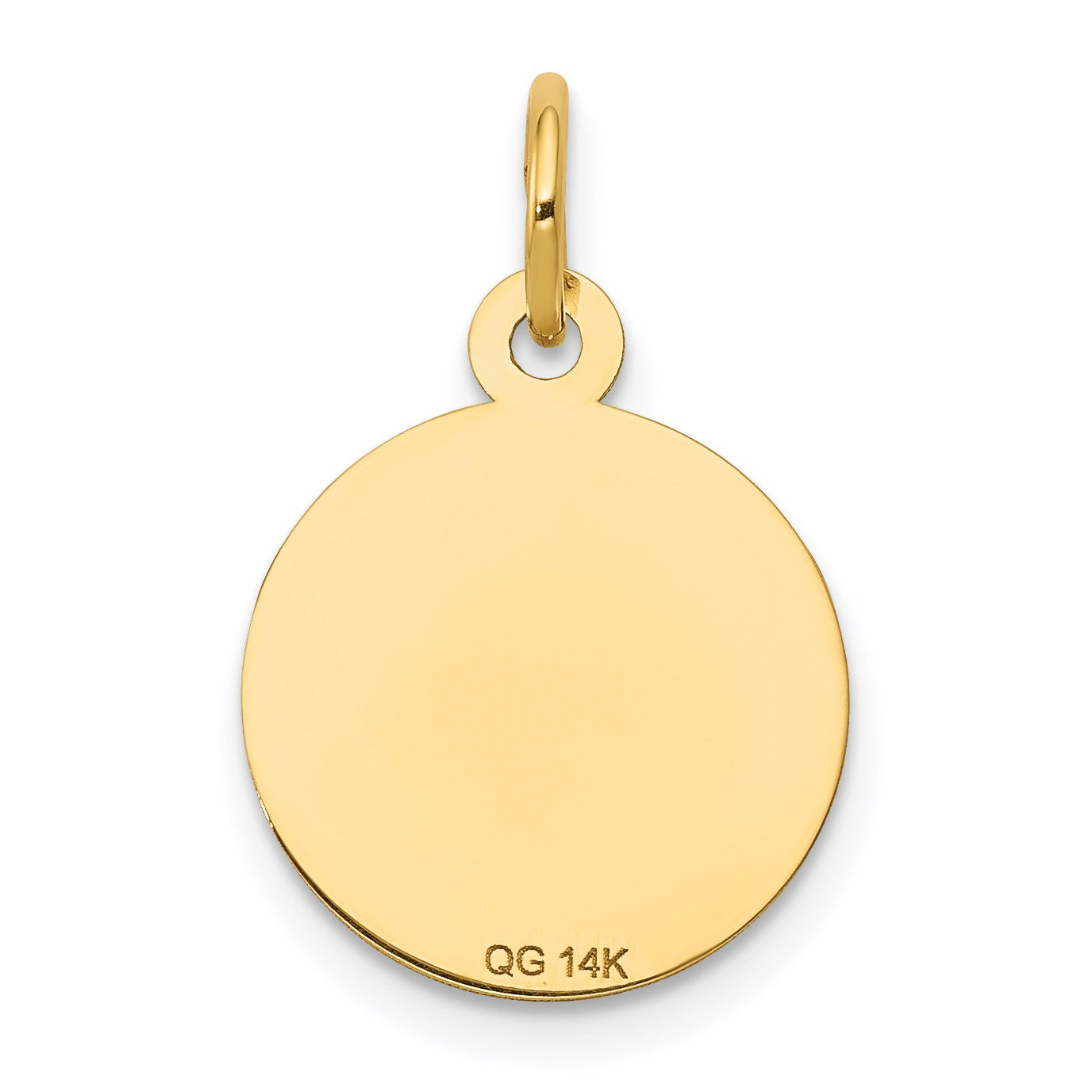 14k Polished and Satin Solid HOLY COMMUNION Diamond-cut Edge Round Disc Charm