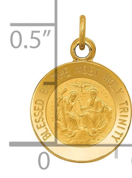14k Polished and Satin Solid Holy Trinity Medal Charm