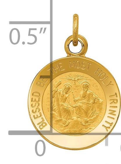14k Polished and Satin Solid Holy Trinity Medal Charm