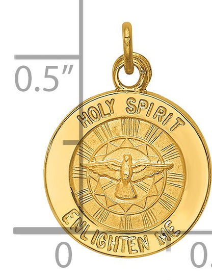 14k Polished and Satin Solid Holy Spirit Medal Charm