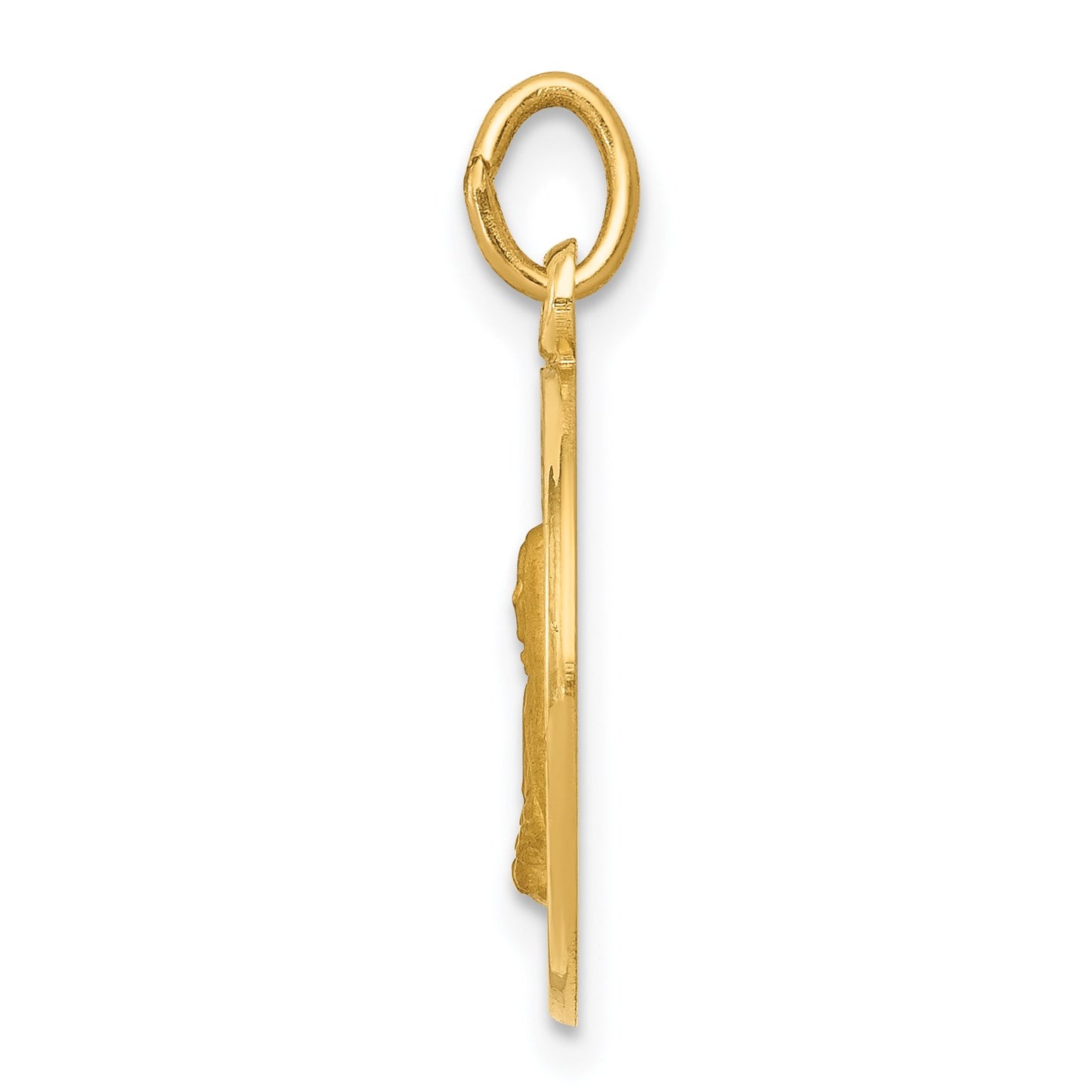 14k Polished and Satin Solid Mother Cabrini Medal Round Charm