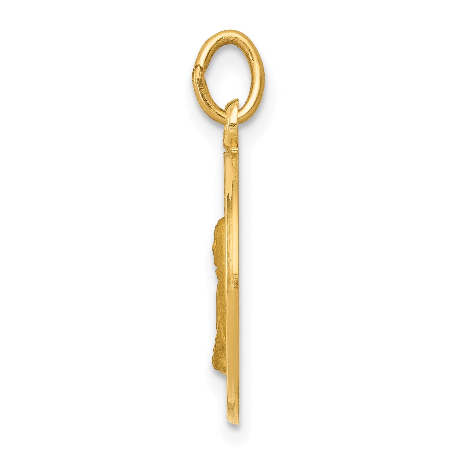 14k Polished and Satin Solid Mother Cabrini Medal Round Charm