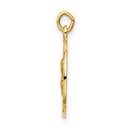 14k Polished and Satin Solid Saint Peter Medal Round Charm