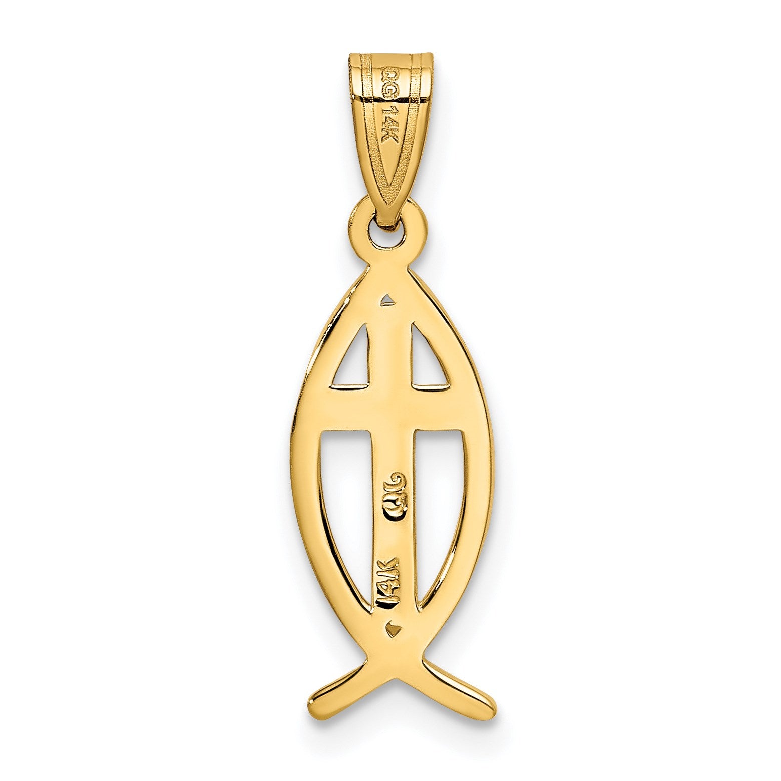 14k Cross Ichthus Fish Pendant