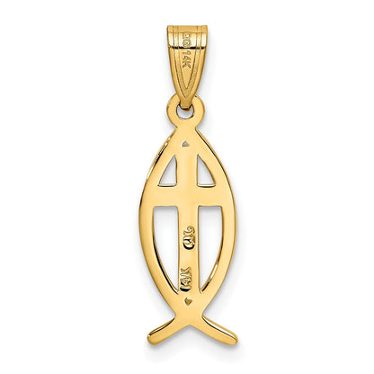 14k Cross Ichthus Fish Pendant