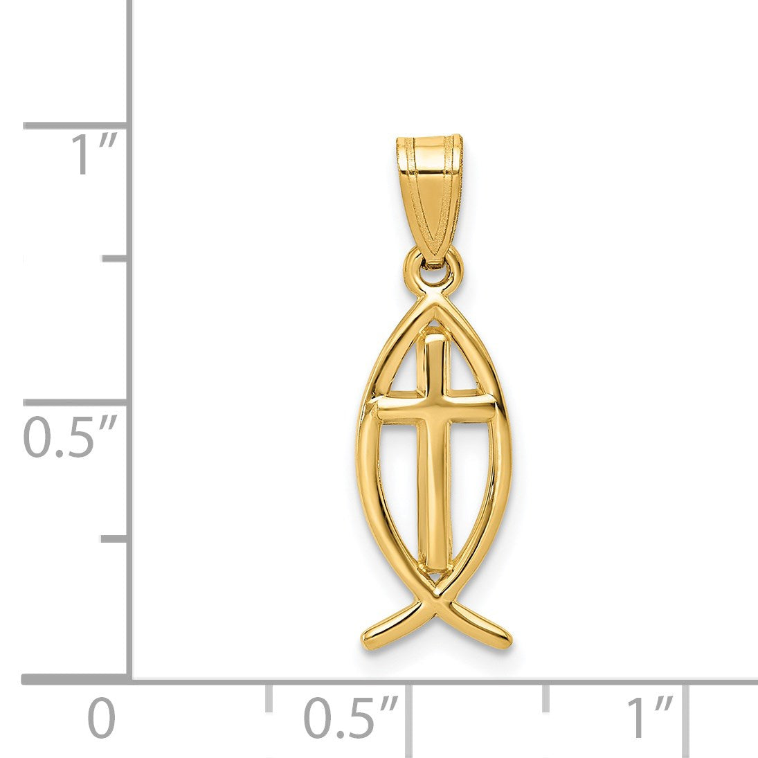 14k Cross Ichthus Fish Pendant