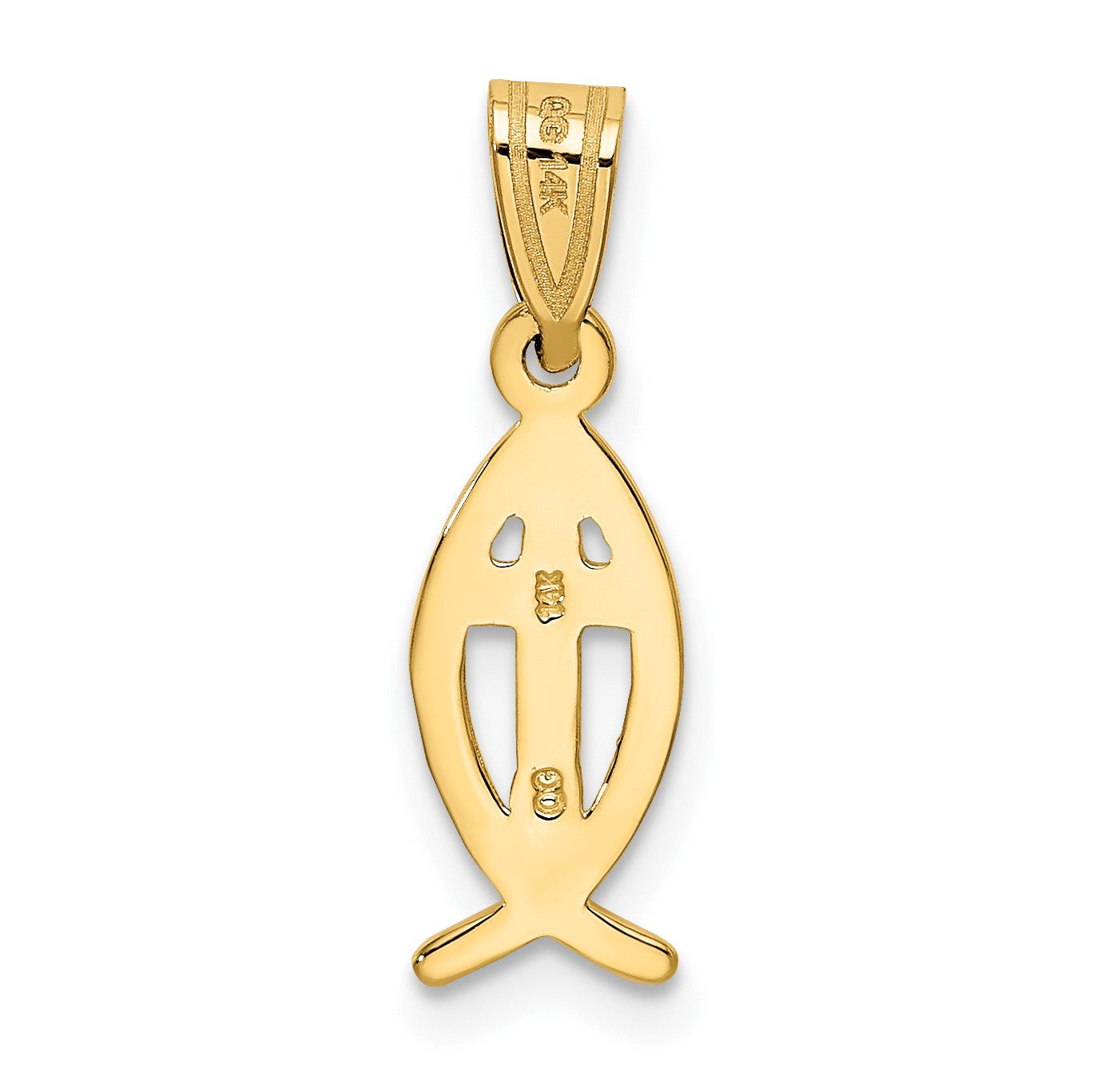 14k Cross Ichthus Fish Charm