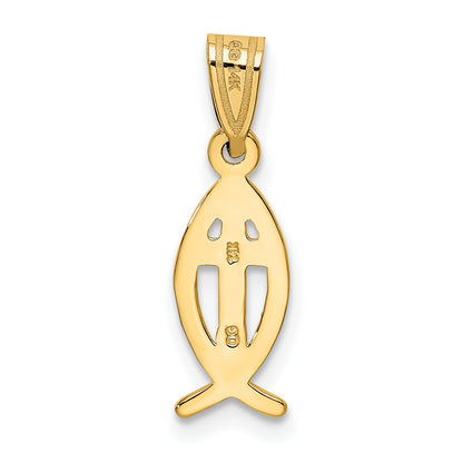 14k Cross Ichthus Fish Charm