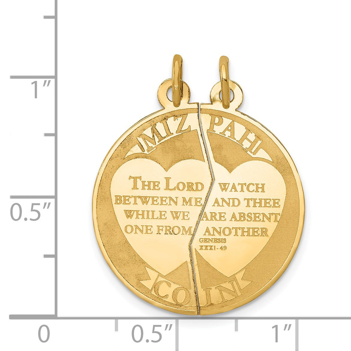 14K MIZPAH COIN 2-piece Round Charm