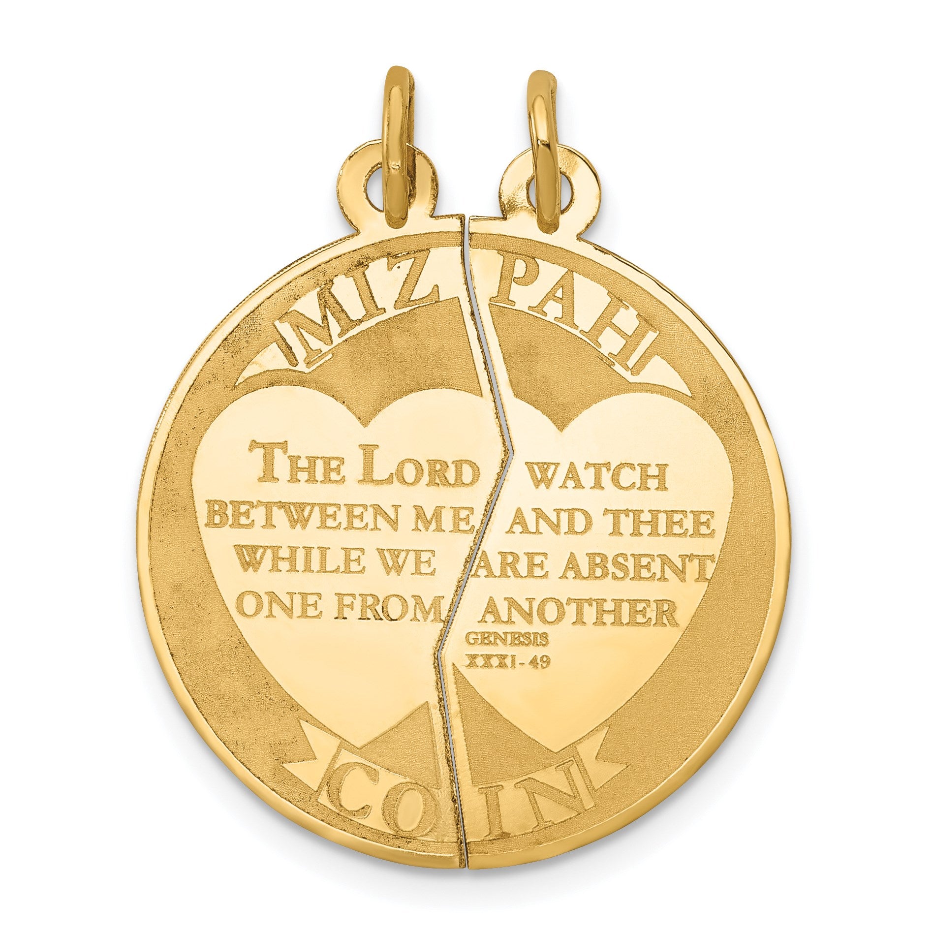 14K MIZPAH COIN 2-piece Round Charm