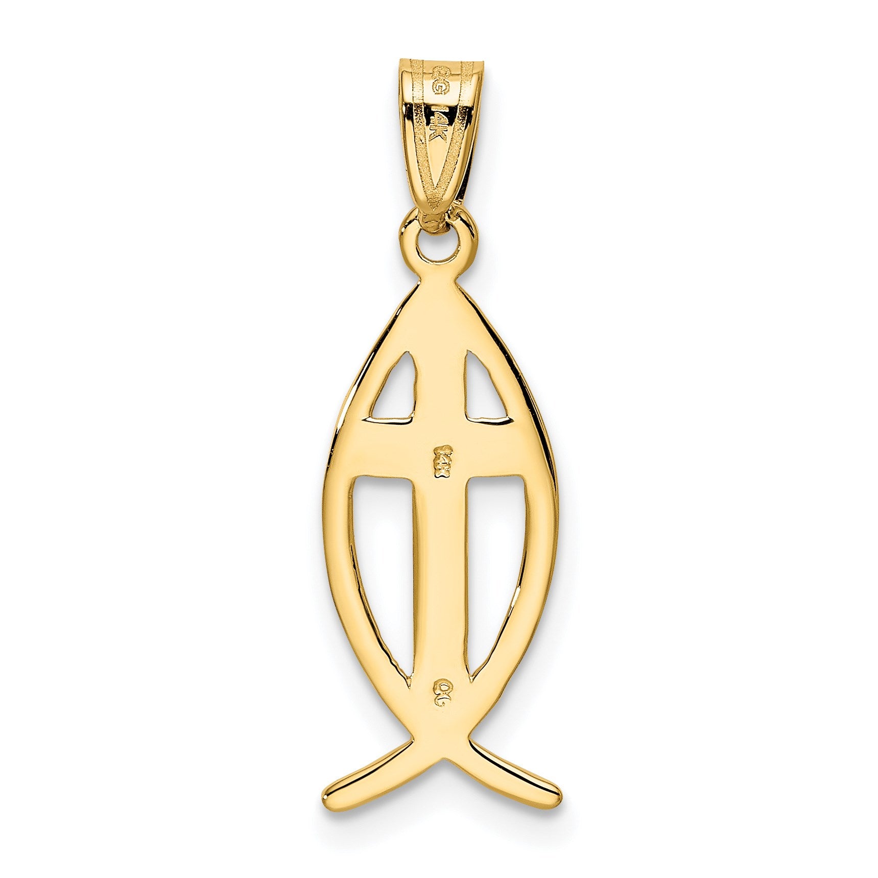 14k Cross Ichthus Fish Pendant