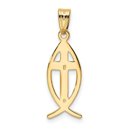 14k Cross Ichthus Fish Pendant