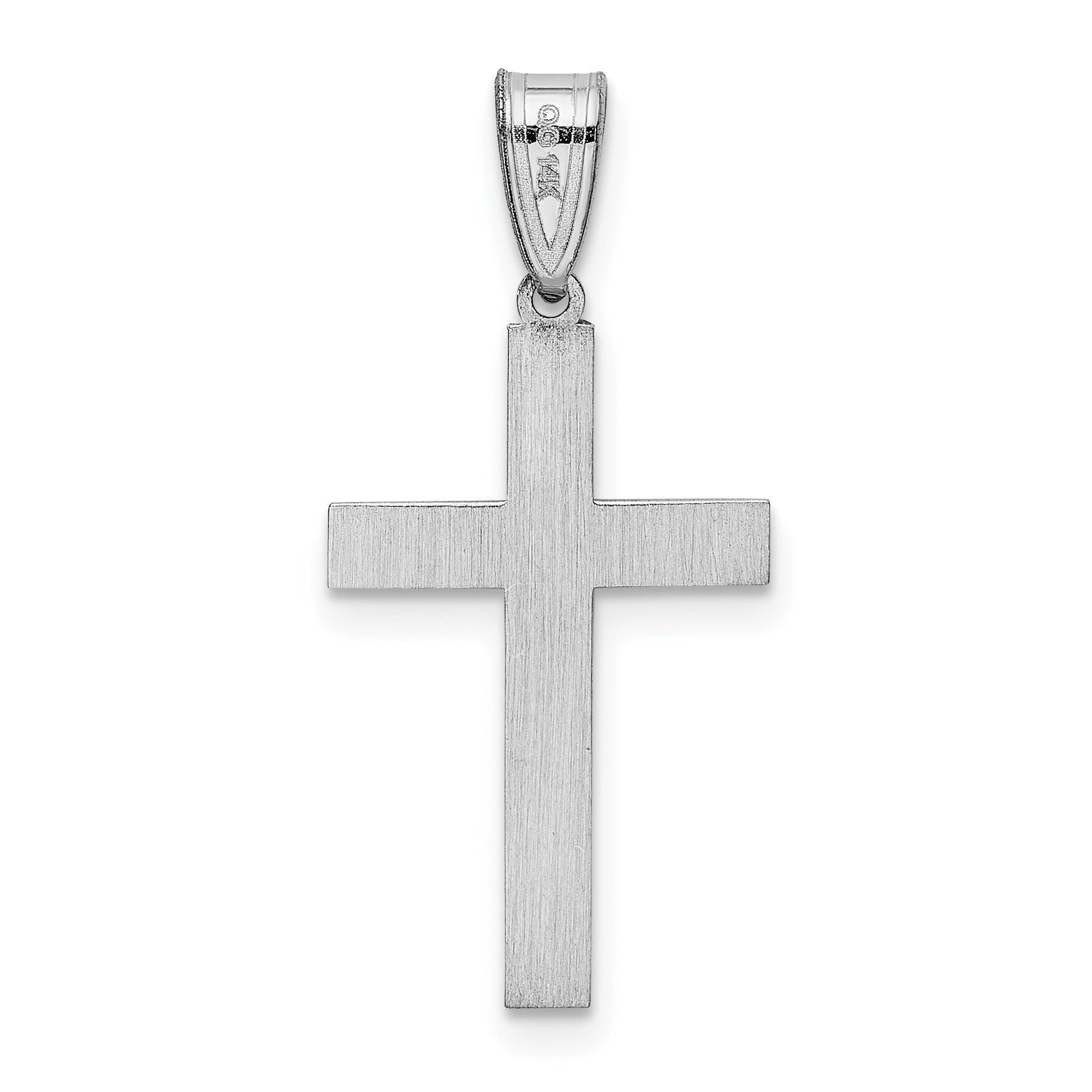 14k White Gold Laser Etched Cross Charm