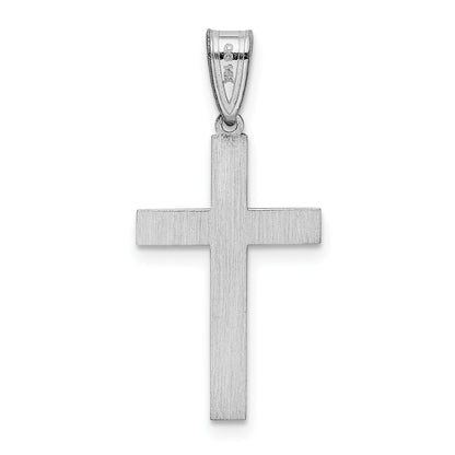14k White Gold Laser Etched Cross Charm