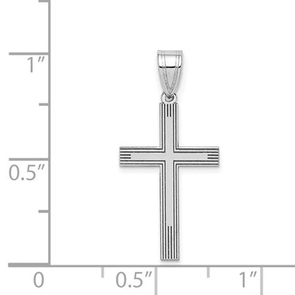 14k White Gold Laser Etched Cross Charm