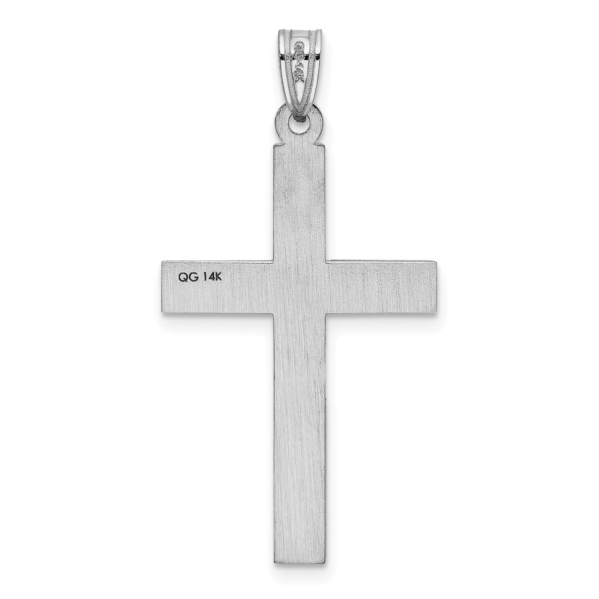 14k White Gold Laser Etched Cross Charm