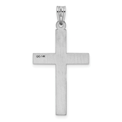 14k White Gold Laser Etched Cross Charm