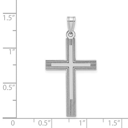 14k White Gold Laser Etched Cross Charm