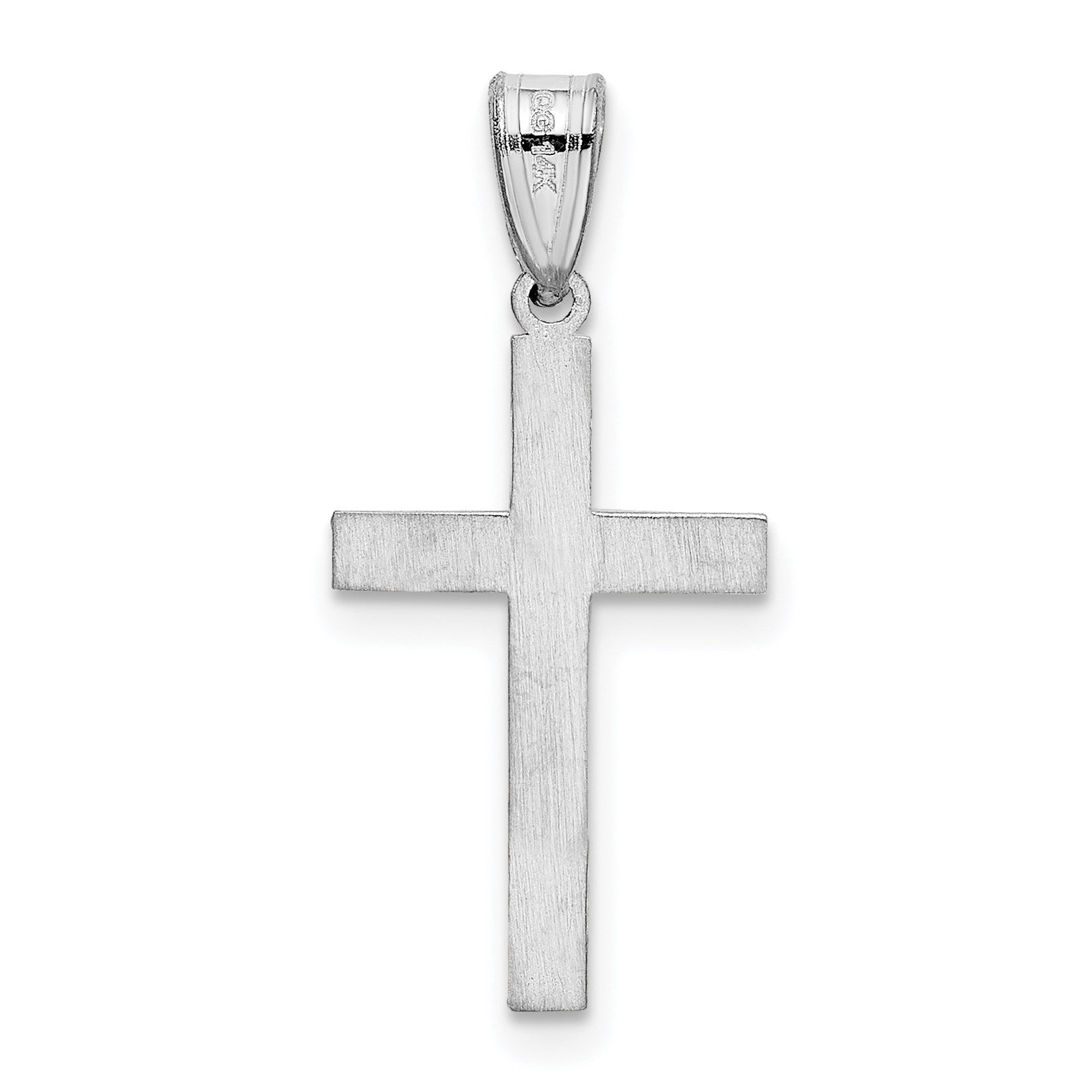 14K White Gold Floral Cross Charm