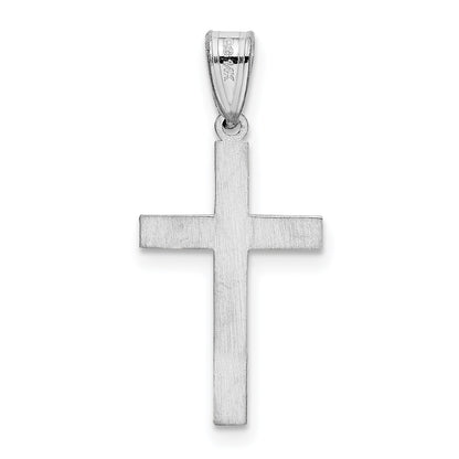 14K White Gold Floral Cross Charm